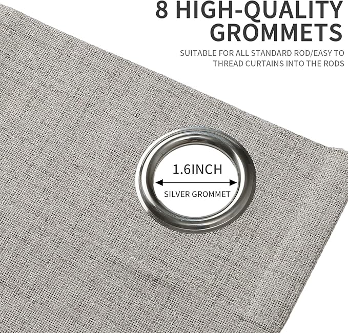 Joydeco Total Blackout Curtains Customize for Living Room Bedroom, Greyish White Grommet Privacy Thermal Insulated Room Darkening Curtain 1 Panel (Custom Size, Color)