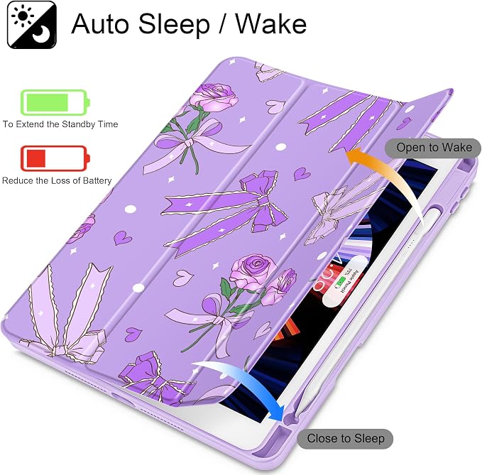 Tuiklol for iPad 10.2 inch 9th / 8th / 7th Gen 2021 2020 2019 Release Case | Built in Pencil Holder - TPU Protection Trifold Stand Stand Clear Back Tablet Cover With Auto Wake/Sleep Blue berries