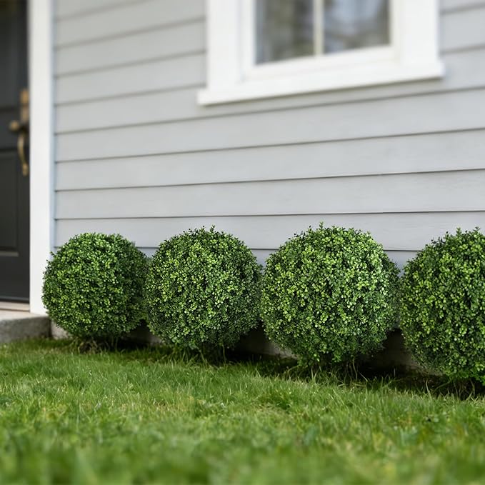 QIANYUN Artificial Boxwood Ball Bush- Faux Boxwood Decorative Balls for Backyard, Balcony,Garden, Wedding and Home Décor (2, 22inch)