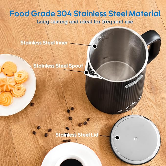 Arofeer® Electric Kettle Temperature Control, 1.7L Stainless Steel Electric Tea Kettle with LED Display, 5 Presets, 4-Hour Keep Warm, Fast Boil Hot Water Kettle for Tea, Coffee & Oatmeal, Black
