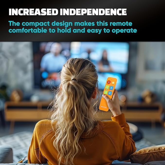 EZclicker TV Remote for Seniors, Extra Simple Big Button Remote (Orange) Works with Major TV Brands, NOT for Streaming (2xAAA Batteries Not Included)