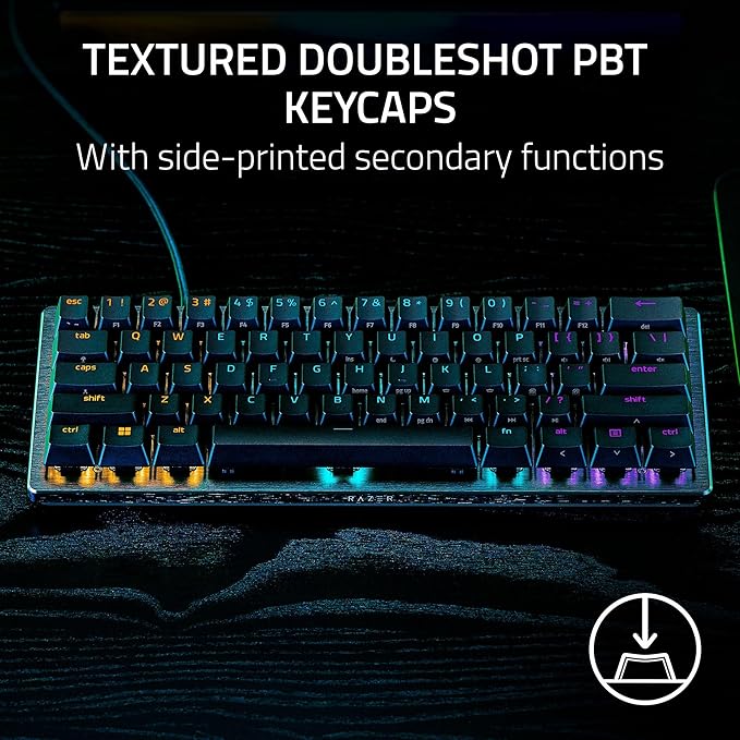 Razer Huntsman V3 Pro Mini 60% Gaming Keyboard: Analog Optical Switches w/Rapid Trigger & Adjustable Actuation - Onboard Adjustments - Dual-Purpose Mod Keys - Doubleshot PBT Keycaps - Black… (Renewed)