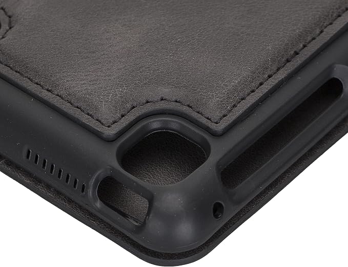 Genuine Leather Handmade iPad 10.2 Magnetic Closure Case with Separeted Compartments and Card Slots for Women &amp Men (8th Gen 2020) (7th Gen 2019) (Black)