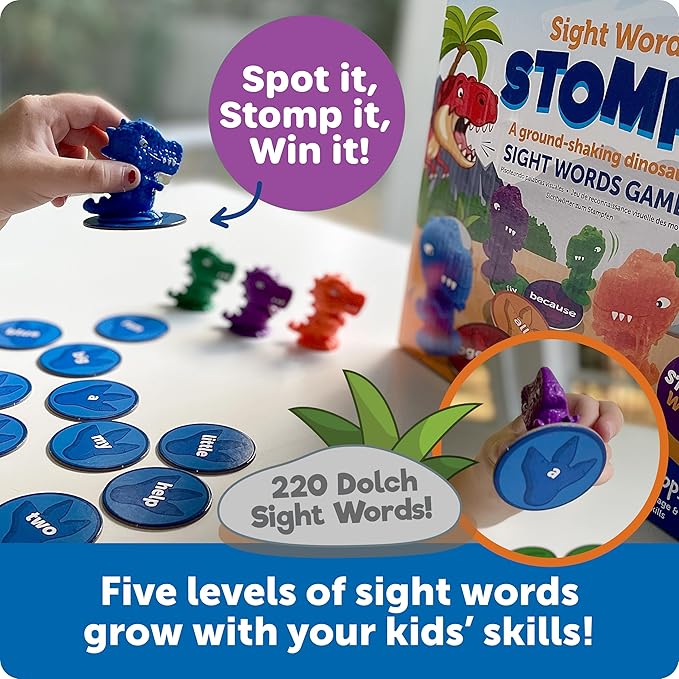 Learning Resources Sight Word Stomp! - Alphabet Toys, Phonics Flash Cards, Classroom Board Games, ABC Homeschool, Reading Manipulatives, Gifts for Boys and Girls, Visual Vocabulary