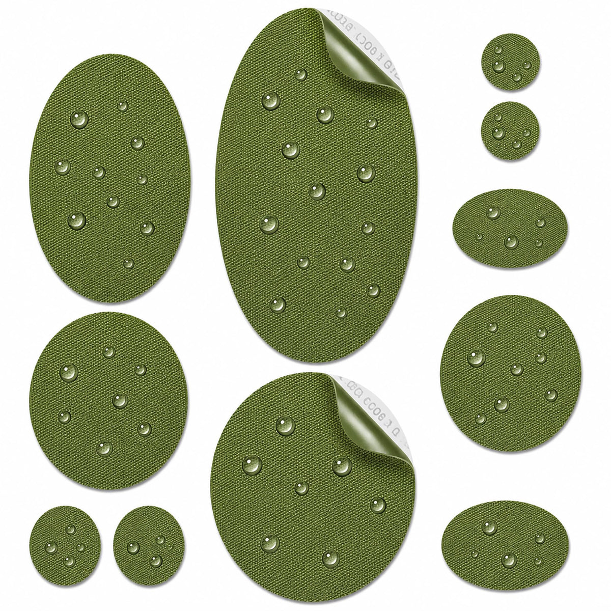 Self-adhesive Repair Patches for Jackets, Tents, Sleeping Bags, Olive Green