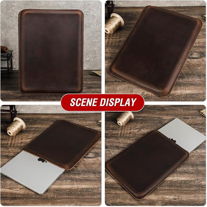 Top Grain Leather 12.9 Tablet Sleeve Slim Protector Vintage Design Fully Handmade Compatible with 12.9 iPad Pro 3/4/5/6 Gen Fits A2233 A2069 A2378 A2379 A2461 A2462 Coffee 12.9 Inch