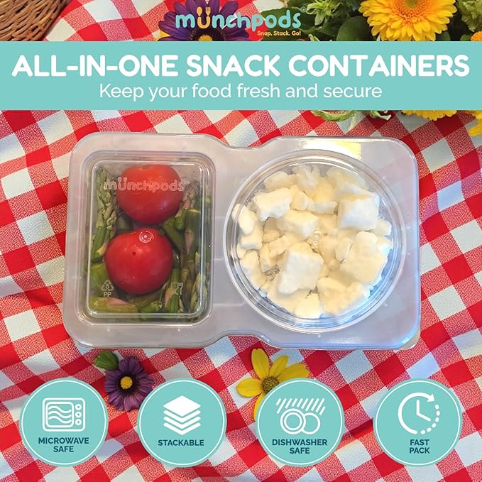 Reusable Snack Containers with Lids 10Pcs, Portion control containers, Snack Pack Containers,2 Double Compartment Snack Containers for Kids On the Go Meals, Camping Condiment Snack Tray Prep