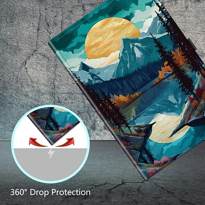Universal Case for 10.6 inch 11 inch TabletUniversal Case for 10.6-11 Inch Touchscreen TabletSlim PU Leather Stand Folio Shell Cover with 360 Degree Rotatable Kickstand ViewingAbstract Sun Leaf