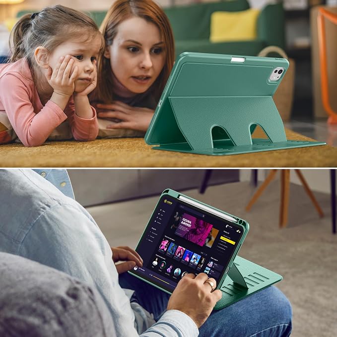 VIKESI Case for iPad Pro 11 inch (M5/M4) 2025/2024Multiple Angles Magnetic Stand CoverShockproof BackPencil Holderand Auto Sleep/WakeBlack