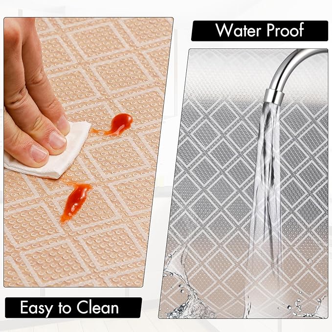 Shelf Liners for Kitchen Cabinets – Non Adhesive Drawer and Cabinet Liner, Waterproof and Oil-Proof Kitchen Cupboard Shelf Paper EVA Material Fridge Liner for Refrigerator – Modern Pattern