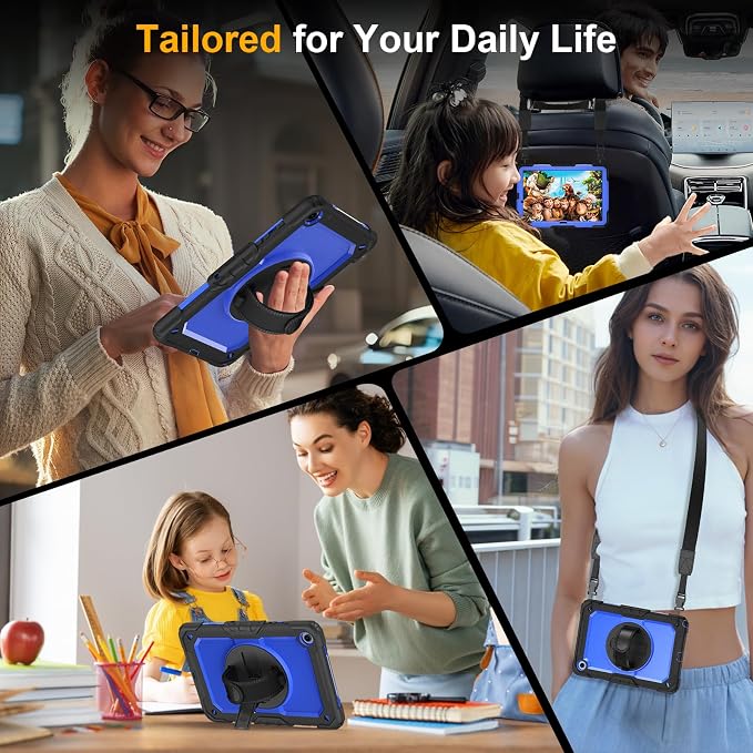 Case for Samsung Galaxy Tab A11+ Plus 11 Inch Ubearkk for Galaxy Tab A9+ Plus Case Full-Body Drop Protection Cover with Screen Protector 360° Rotating Stand and Hand/Shoulder StrapBrightblue