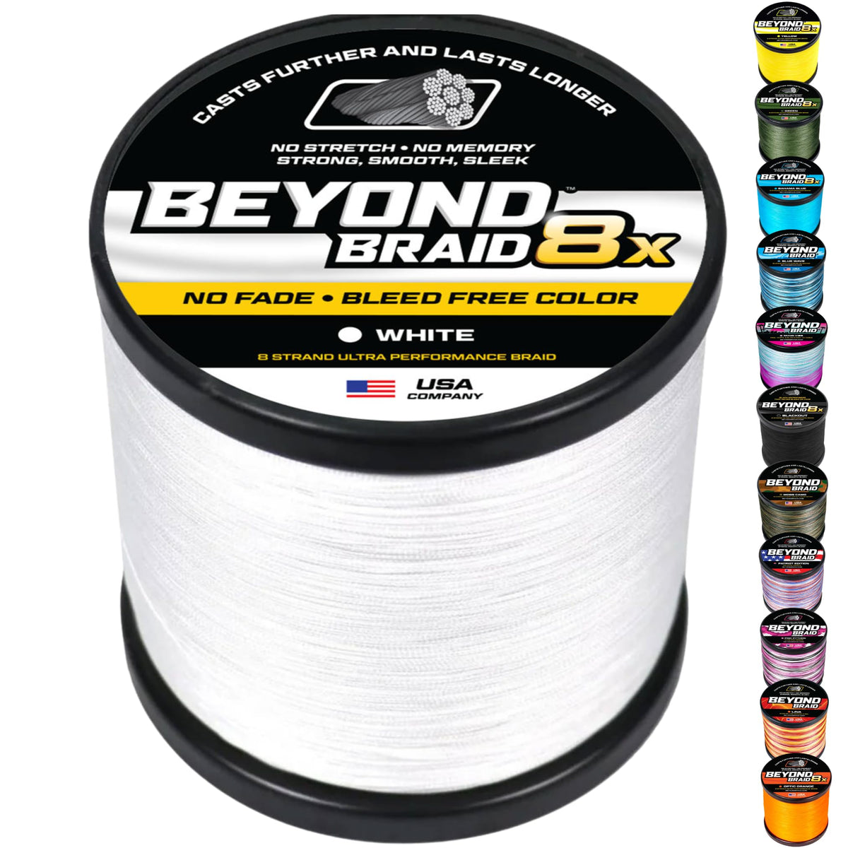 Beyond Braid Braided Fishing Line - White 8X - No Fade/500Yards/50lb
