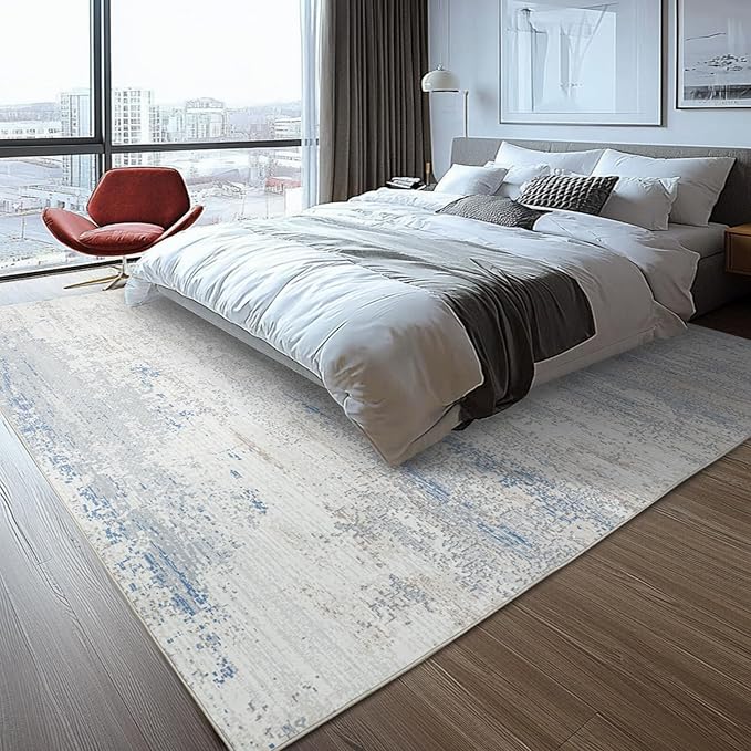 Washable Rugs 5x7 Area Rugs for Living Room- Modern Abstract Rugs for Bedroom,Dining Room,Large Soft Low Pile Carpet with Non Slip Rubber Backing,Neutral Accent Nursery Rug for Home Office