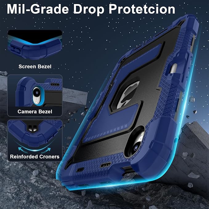 Kids Case Compatible with iPad mini 7 A17 pro 2024 Mini 6 8.3”Colorful Shockproof Case with Pencil Holder and Adjustable Big StandHandle Strap for iPad mini 6th 7th Gen