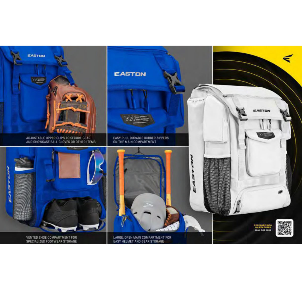 Easton | MAV1 Backpack Equipment Bag | Baseball & Softball | Columbia Blue