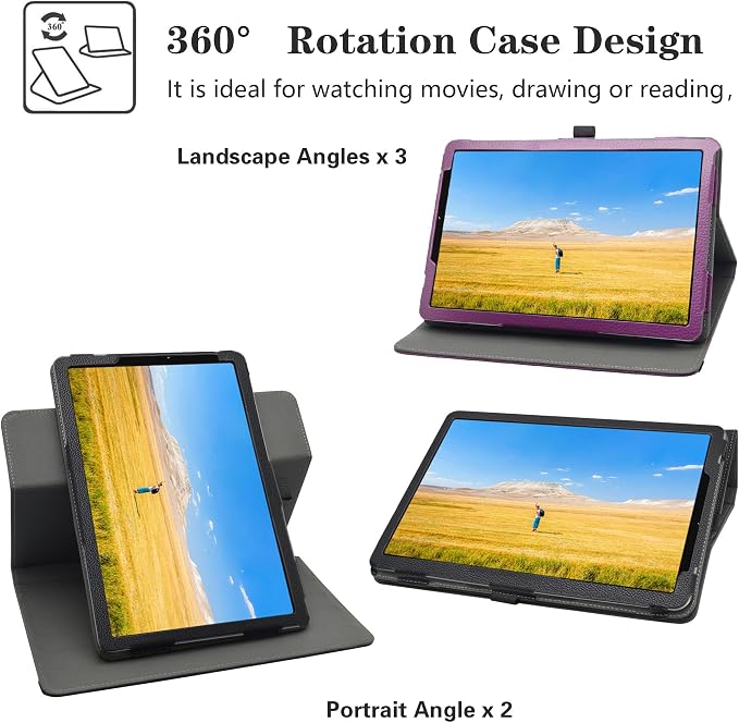 MAMA MOUTH for TCL TAB 8 NXTPAPER 5G Case360 Degree Rotary Stand with Creative Cover for TCL TAB 8 NXTPAPER 5G/TCL TAB Lite 9132S/TCL TAB 8 Gen 2/Samsung Galaxy Tab A11 SM-X133 8.7 TabletsBlack