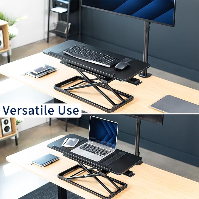 VIVO Single Top 30 inch Tilting Scissors Lift Keyboard and Mouse Riser, Height Adjustable Laptop Desk, for Ergonomic Sit Stand Workstations, Black, Desk-TKR1