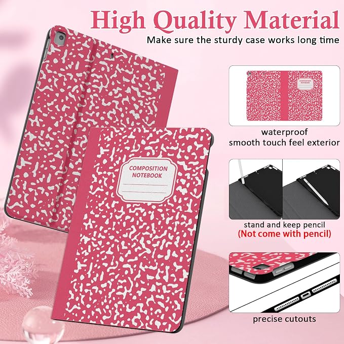 Case for iPad 9th/8th/7th Generation 2021/2020/2019 10.2 inch with Pencil Holder/Multi-Angle Stand Folio Auto Wake/Sleep Cover for iPad 9 8 7 Gen 10.2 (Notebook Black)