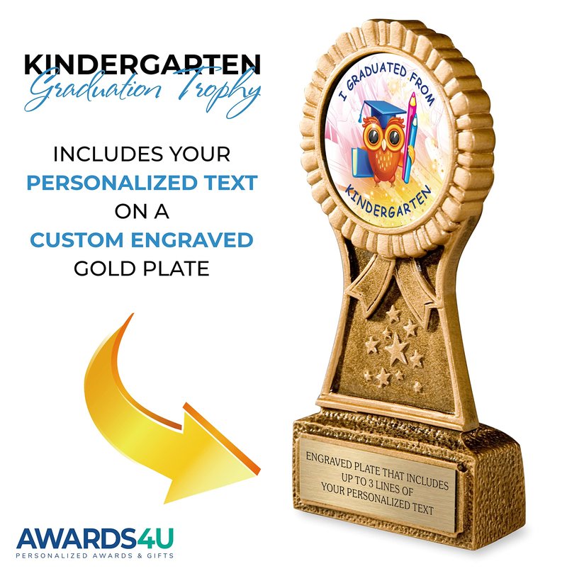 Kindergarten Graduation Trophy | Award for Graduating Prek | Personalized Engraving Included | Customized Awards for Your Kindergartner or Pre-K Student