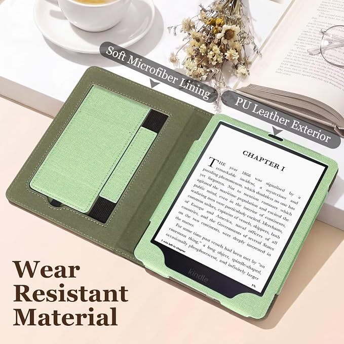 Fancity Case for Kindle Paperwhite 7/6.8 12th/11th Generation 2025 2024 | PU Leather Case with Auto Wake/Sleep Hand Strap for Kindle Paperwhite/Colorsoft Signature Edition 2021 Monet's Garden
