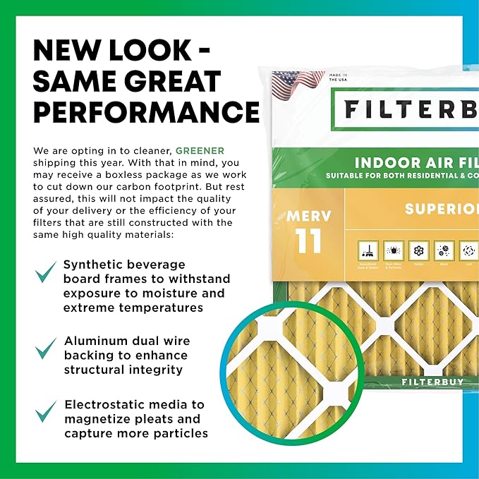 Filterbuy 24x30x2 Air Filter MERV 11 Superior Pet & Allergy Defense,