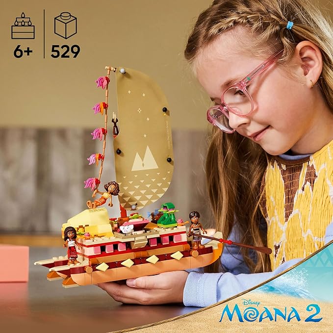 Lego 43270 Moana Canoe Adventure Toy, Toy, Birthday, Present, Blocks, Educational Girls, Boys, Children, 6, 7, 8, 9, Disney Goods, Pretend Play, Pretend Play