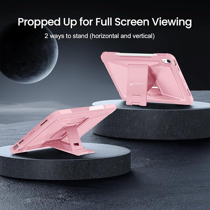 ZtotopCases for iPad Air 11 Inch M4/M3/M2 (2026/2025/2024) iPad Air 5th/4th Generation 10.9 Inch (2022/2020) Built-in Screen Protector Shockproof Cover+ Kickstand - Black