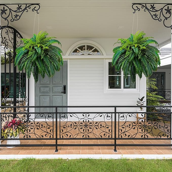 88 Leaves Fake Ferns, Large Artificial Boston Fern, Faux Fern Plants for Home, Office, Garden Indoor Outdoor Decoration(48 inch,1pack)