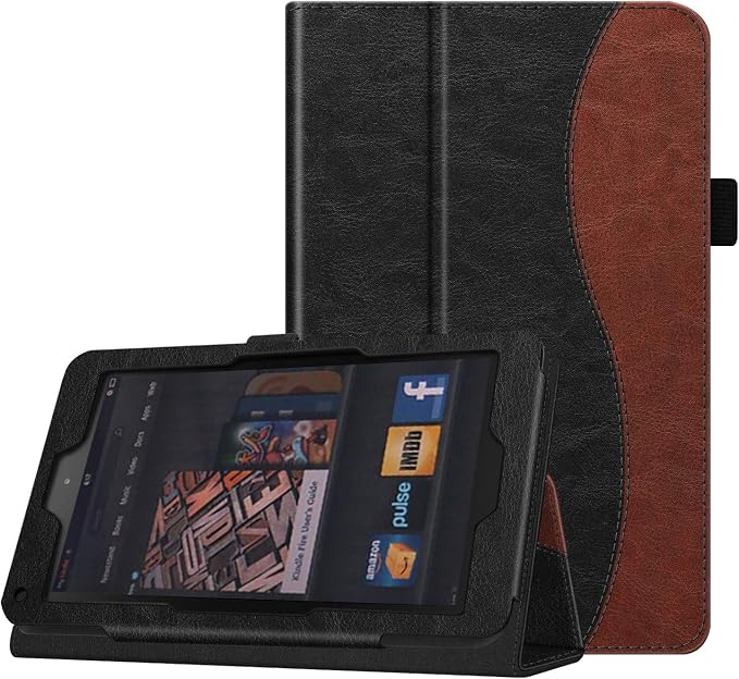 Fintie Folio Case for Kindle Fire 7 1st Gen 2011 Black | Slim Fit PU Leather Foldable Viewing Stand Cover with Stylus Holder and Magnetic Closure