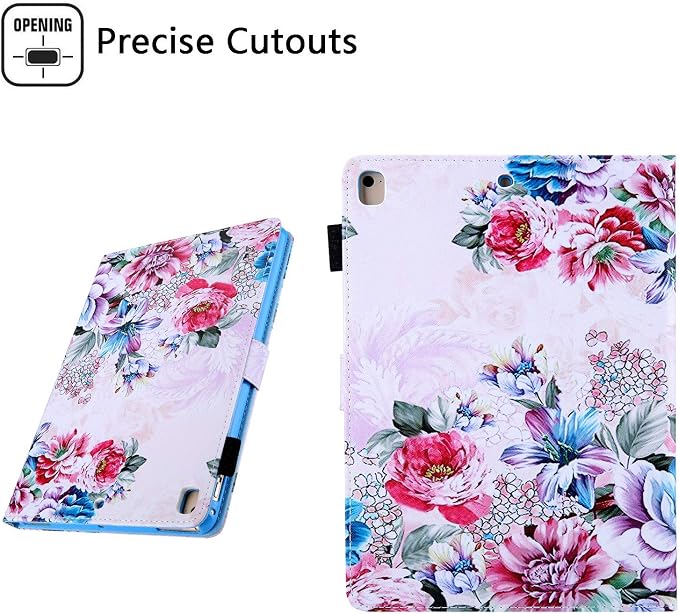 for Apple iPad 10.2 Case 9th/8th/7th Generation Cover (2021/2020/2019) with Auto Wake/Sleep Ultra Thin Lightweight Trifold Stand Folio PU Leather &amp Hard Back Hybrid Cover Almond Blossom