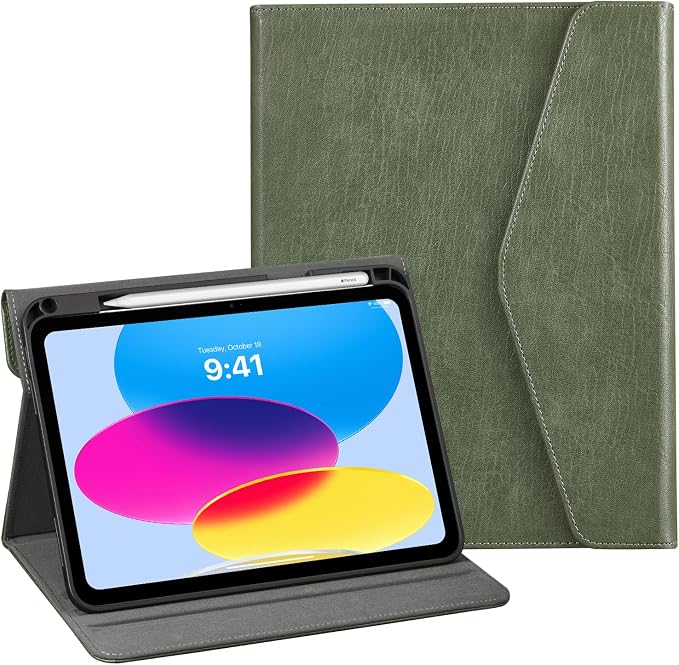 CoBak Premium Leather Case for iPad (A16) 11th Generation 11 Inch (2025) iPad 10th Generation 10.9 Inch (2022) - Elegant Magnetic Flip Cover with Auto Wake/Sleep Pencil Holder and Multi-Angle Stand