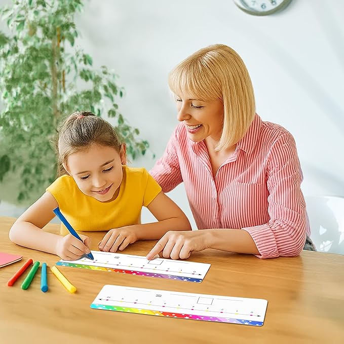 VUSIGN 26 Packs Number Line Dry Erase Boards Cards, Double Sided Writable and Erasable Math White Board for Home, 11.8” x 4”.