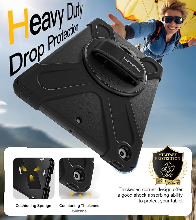 BRAECN Case for iPad 9th/8th/7th Generation - 10.2 inch 2021/2020/2019 | Heavy Duty Protective Cover with Carrying StrapHand StrapScreen ProtectorSwivel Stand Fit 10.2 inch iPad 7/iPad 8/iPad 9