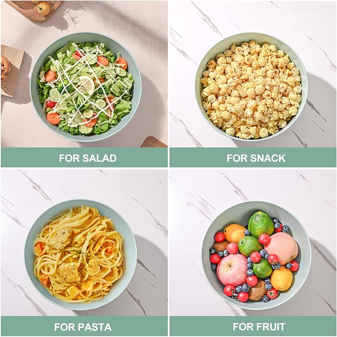 Bamboo Fiber Salad Bowl with Servers Set Large 9.8inches Nature Bamboo Mixing Bowl with Servers with Lid Spoon and Fork for Fruits,Salads and Vegetables
