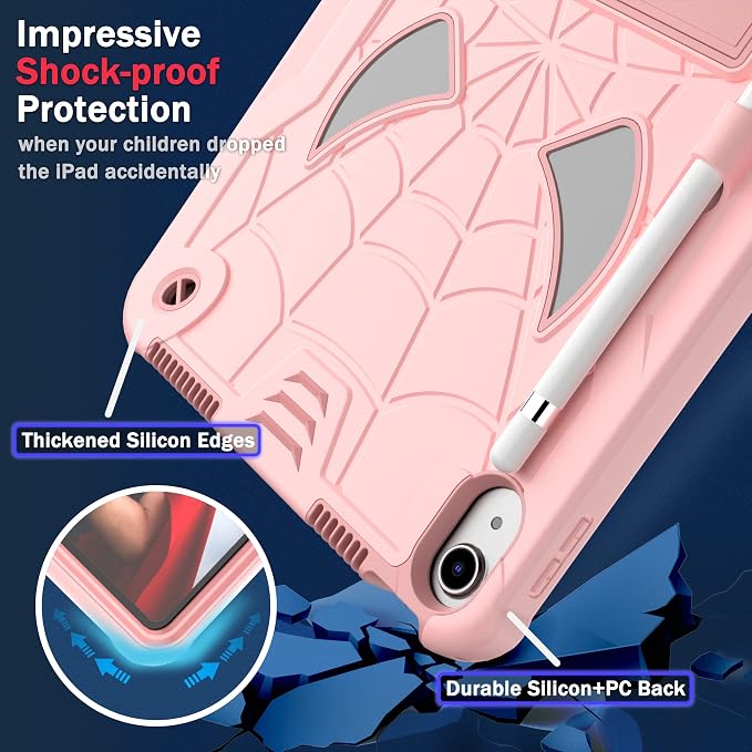 Dteck for iPad Air 3rd Gen (2019) / iPad Pro (2017) Case 10.5 Shockproof Protective Case with Kickstand Hard Plastic Shell 3-Layer Protection Drop Proof Sturdy Rugged Tablet Cover (Aqua+Rose)