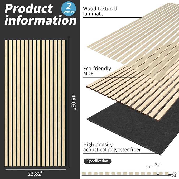 Wood Slat Wall Panel, 3D Soundproof Wall Panels, Large Acoustic Panels