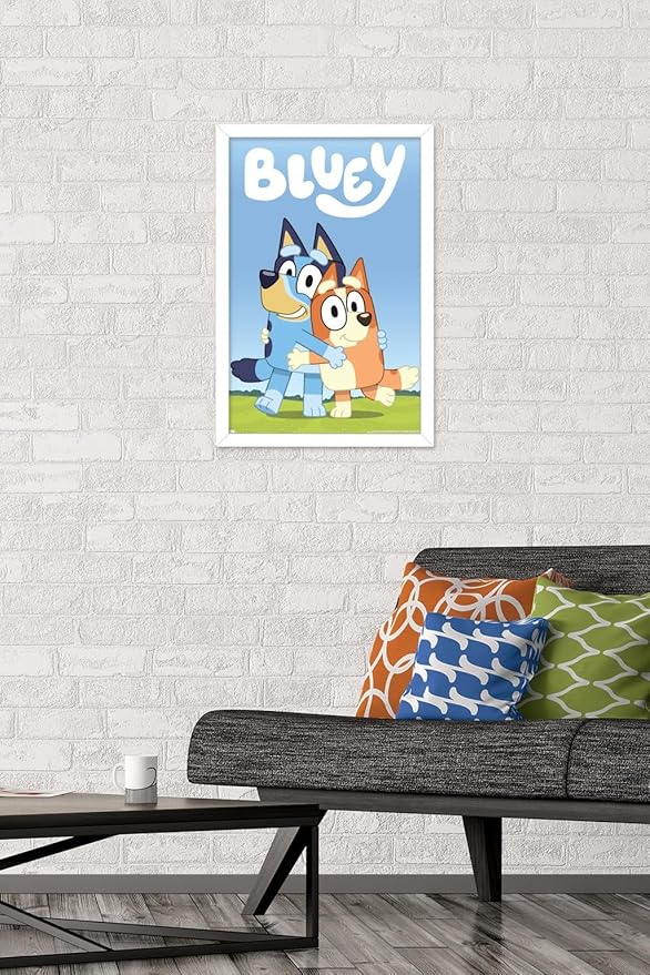 Bluey - Hug Wall Poster, 22.4L" x 14.7W", White Framed Version