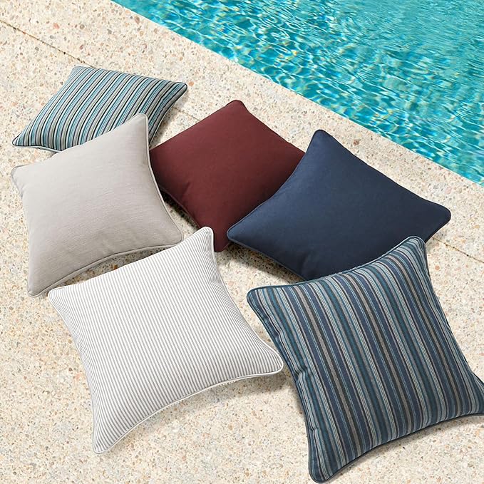 Sunbrella Decorative Outdoor Water Repellent Throw Pillows with Inserts, Set of 4, 18" x18" Pillows for Patio, Backyard, Bed, Couch, and Patio Furniture, Spectrum Ruby