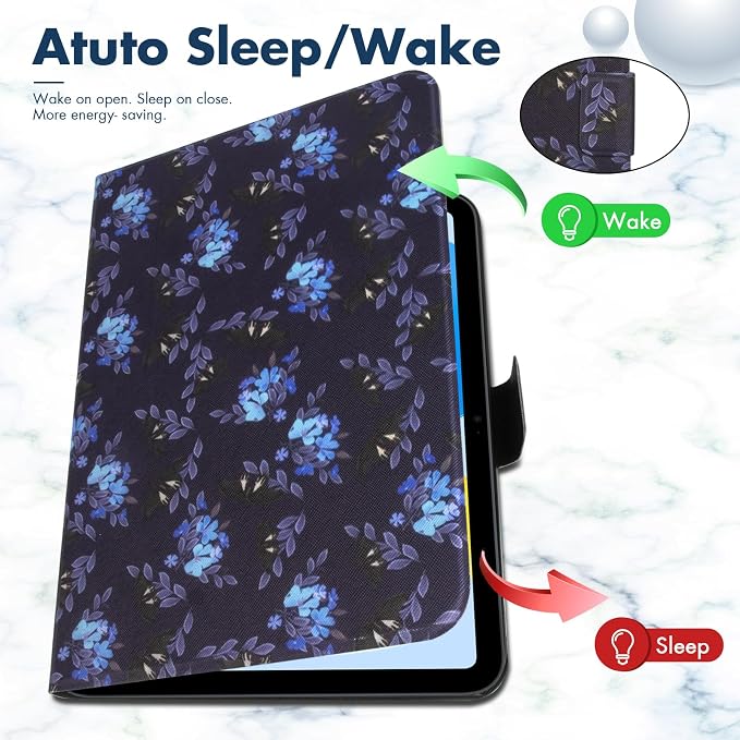 Dteck for iPad A16/10th Generation 10.9 Inch 2022 Case with Pencil HolderPremium PU Leather Folio Multiple Viewing Angles Stand Cover Auto Wake/Sleep Protective Tablet Cases for Women MenBookshelf