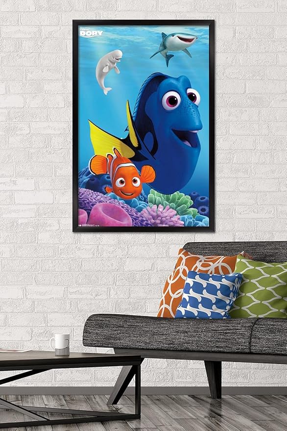Trends International Disney Pixar Finding Dory - Dory Wall Poster, 22.375" x 34", Black Framed Version
