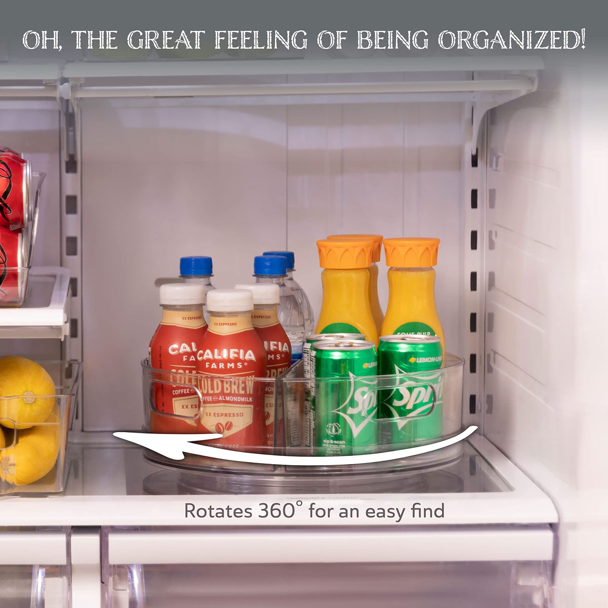 Oizeir Lazy Susan Turntable (2-Pack) - Clear Acrylic, Rotates 360 Degrees, Easily Organize Your Fridge, Cabinet or Counter - Carousel Storage for Food, Spices, Cosmetics