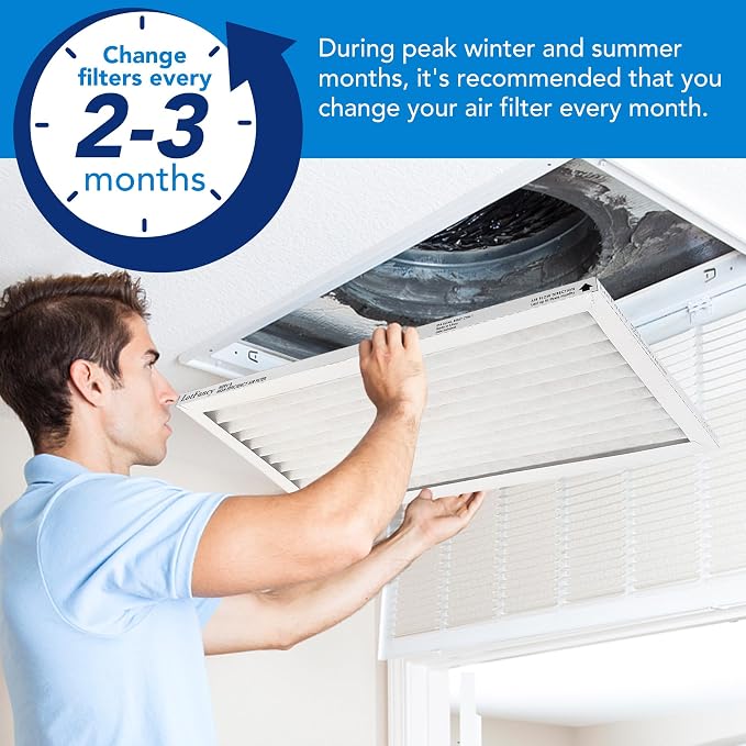 LotFancy 16x25x1 Air Filter MERV 13 4-Pack, Electrostatic Pleated HVAC Furnace