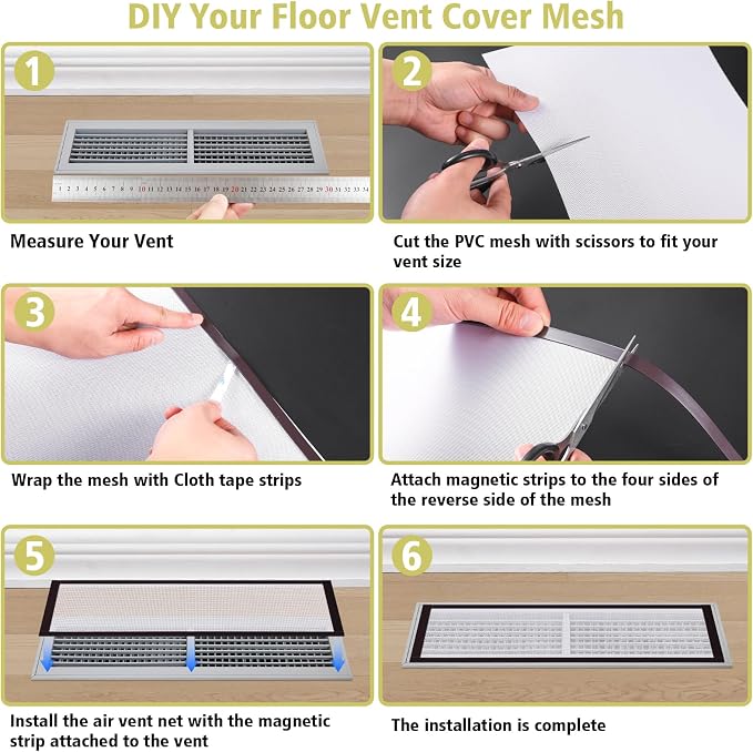 4 Pack 40cm x 30cm Magnetic Floor Vent Cover