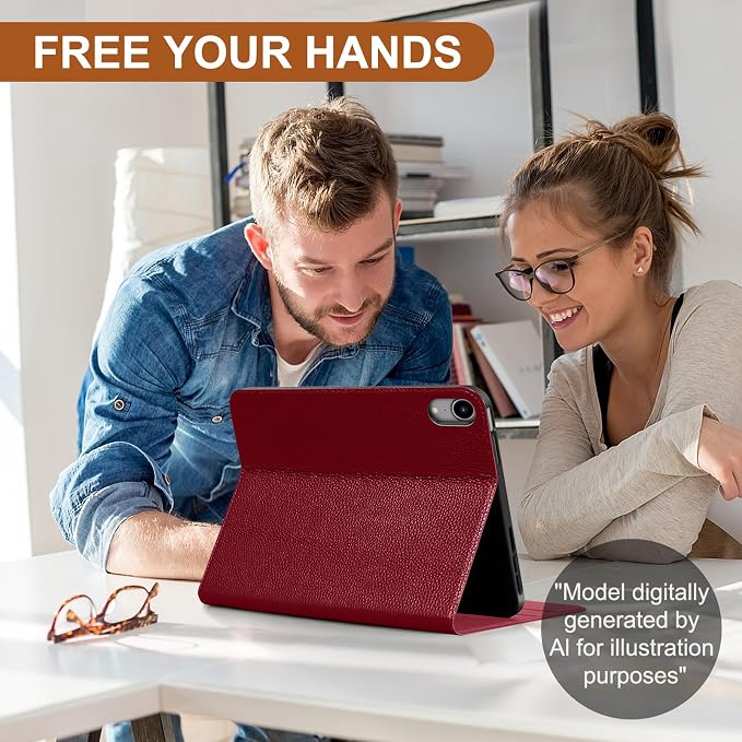 Genuine Leather Case for iPad 11th Gen 11/10th Gen 10.9 Black | Pencil Holder Adjustable Stand Auto Wake/Sleep Shockproof