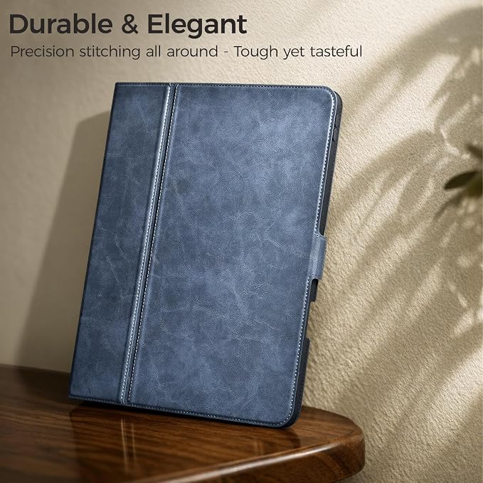 for iPad Pro 13 Inch Case M5/M4 (2025/2024) Black | Slim LightweightPremium Vegan Leather CoverPencil HolderAuto Sleep/WakeMulti Viewing AngleTyping AngleMagnetic Clasp