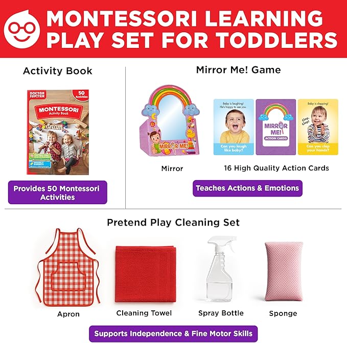 Doctor Jupiter My First Box of Montessori Learning for Toddlers 1+ Year Olds | Montessori Toys, Birthday Gift for 1 2 3 Year Old Boys & Girls | Learning & Educational Activities for 1+ Year Old