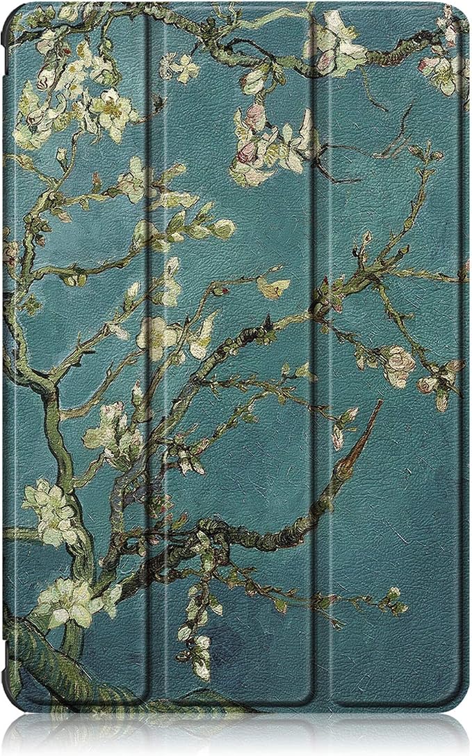 Case for Samsung Galaxy Tab S8 Plus 12.4 2022/S7 FE 2021/S7 Plus 2020 (SM-X800/X806/T730/T733/T736/T738/T970/T975/T976) Lightweight Tri-Fold Stand Thin Cover Auto Wake/Sleep Almond Blossom