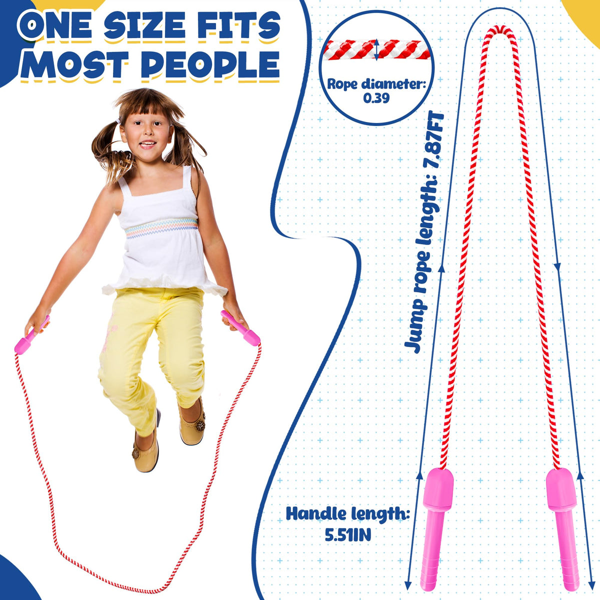 20 Pack Kids Jump Rope, Adjustable Nylon Skipping Ropes for Kids Fun Play