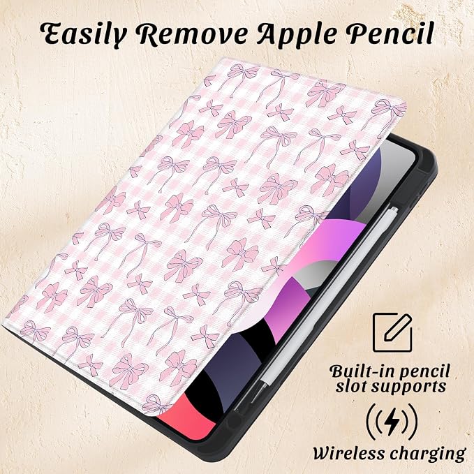 Cute Maple Bear Case for 10.2 iPad 2019/2020/2021(7th/8th/9th Gen) with Pencil Holder Auto Wake/Sleep Leather Soft TPU Back Cover for Women Girls
