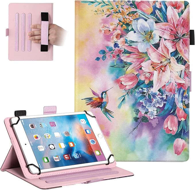 Dteck Universal Case (7.9 to 8.4) - Fold Stand Protective Flip Case for Apple iPad mini/Samsung Galaxy Tab 8.0 8.4 /Lenovo Tab 8 /onn. 100003561 8 Tablet Pro/Android Tablet 8 Inch (Blue Pink)